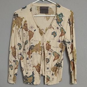 Anthropologie Guinevere Cartography Cardigan